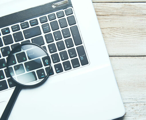 keyboard with magnifying glass