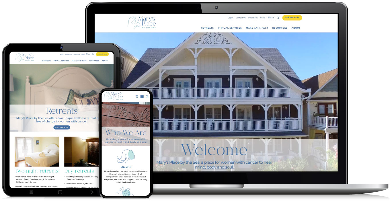 Mary's Place website on different devices