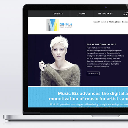 Screenshot of Music Biz Website