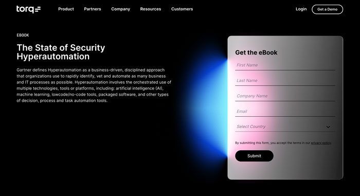 Torq landing page form security