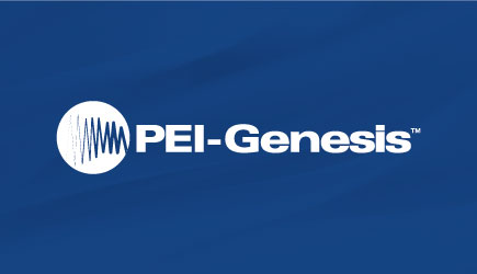 PEI Genesis logo on blue field