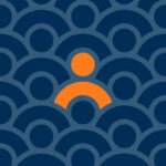 People icons clustered together in blue, with one orange person standing out in the middle