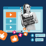Woman in a video editing screen holding a clapboard
